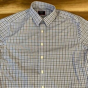 UNTUCKit Shirt Mens Medium Tall Slim Fit Wrinkle Free Blue Check Long Sleeve